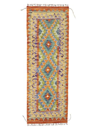 Kelim Afghan Old Stil Teppich Handgewebt 70X195 Läufer Braun Afghanistan