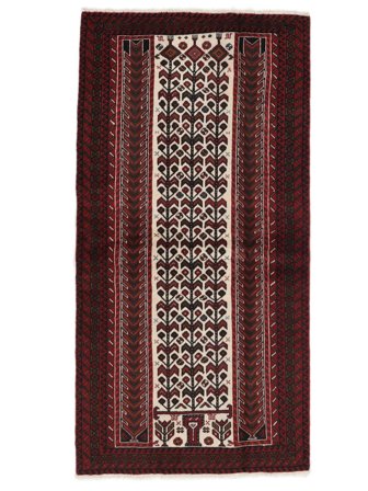 Tapis Baloutche 103X204 Noir/Rouge Foncé (Laine, Perse)