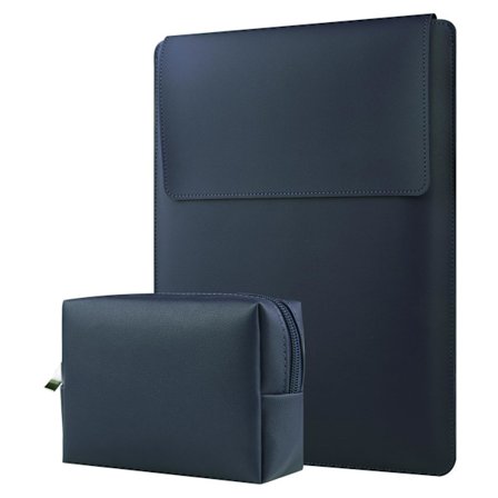 33,5 cm (14 tum) Laptopfodral Vattentätt Läderfodral med Justerbart Ställ Kompatibelt med MacBook Pro 14 2021 MacBook Air 13 M1 M2 2022-2018, Marinblå
