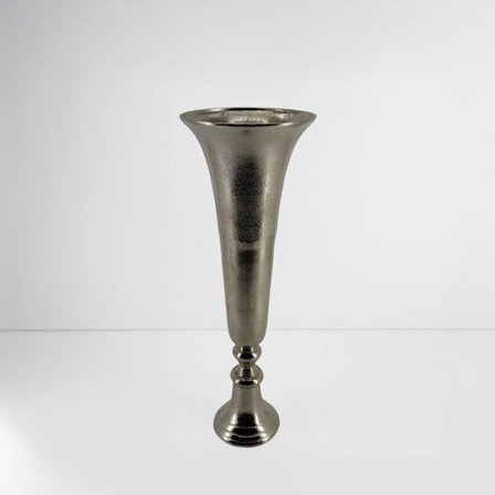 Hopeinen alumiinimaljakko, 19x19x55cm