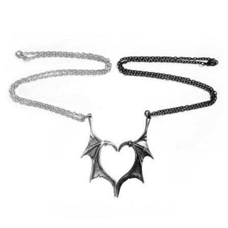 Demon Dragon Wing Love Heart hängsmycke halsband