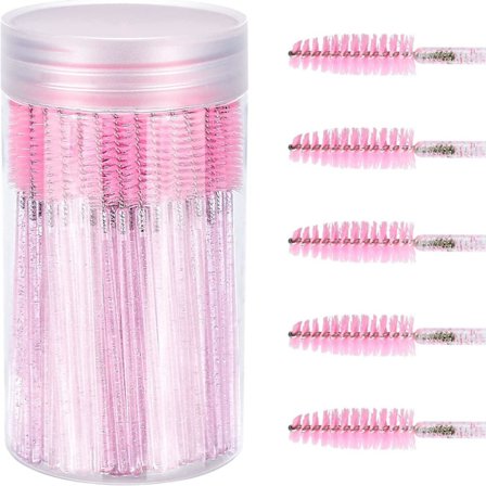 Mascara stav med beholder, engangs øjenvipper øjenbryn spoolie børste til makeup øjenvippeforlængelse spink100stk