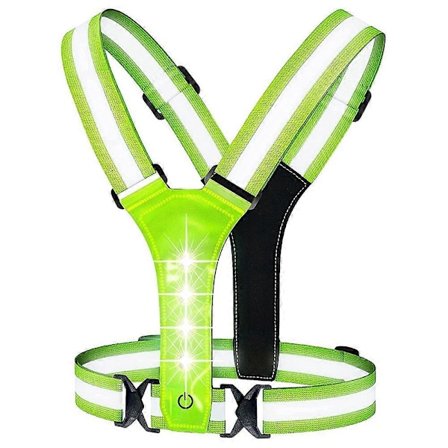 LED Refleksvest for Løping, Justerbar Elastisk Løpeutstyr LED Lysende Vest Perfekt for Løping, W