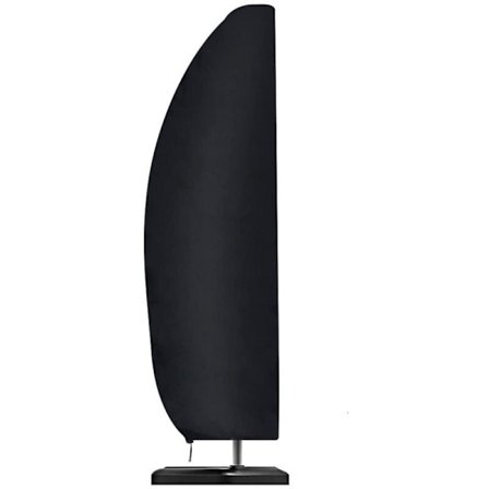 210D Oxford-kankaasta valmistettu aurinkovarjon suojus, veden-, tuulen-, UV- ja repeämiskestävä, erittäin suuri vetoketjulla, musta, 265 x 40/70/50 cm