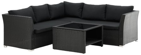 Venture Home Haiti 1542-238 Loungeset bord, soffa, svart, Utemöbler