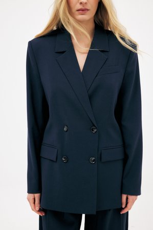 NA-KD Blazer oversize à double boutonnage - Blazer ajusté - Bleu Marine - EU 38