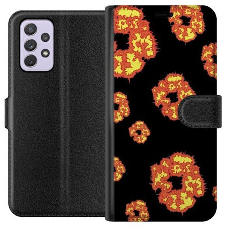 Samsung Galaxy A52s 5G Lompakkokotelo Denim Tears -vibe modernilla katutyyli-esteettisellä ilmeellä ja kukka-motiiveilla, jotka luovat vahvan, trend