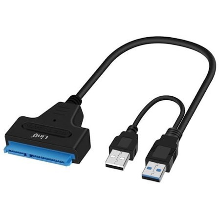 USB 2.0 till SATA eller SSD Adapterkabel 2,5 tum Kompakt Design LinQ Svart