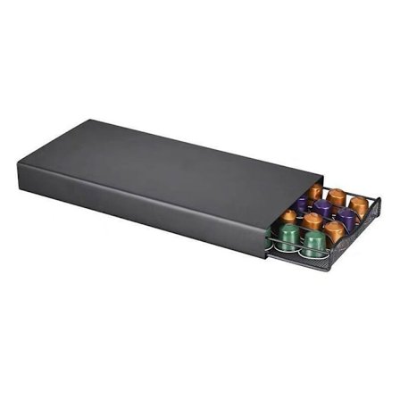 Förvaringslåda för kaffekapslar, brickhållare för kaffemaskin för 40 kapslar (svart)