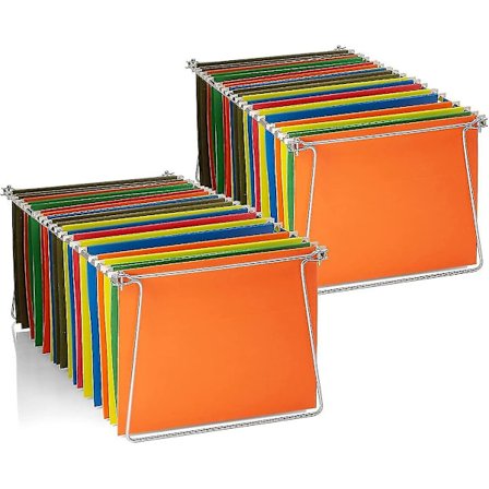 Hängande arkivramar, Letter Size, skenor passar 24 till 27, arkivskåp, stål, 2 set (91999), silver