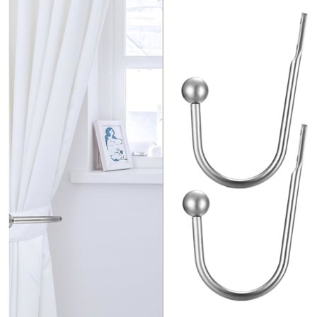 Metall Gardinhållare, 2 st Gardinhållare för Draperier, Gardinband, Väggmonterade Fönstergardinhållare, Fasta Gardiner eller Hängande Föremål