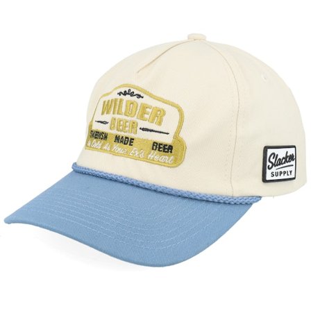 Slacker Supply - Beige adjustable Cap - Wilder Beer Rope Golfer Stone/Light Blue A-frame Adjustable @ Hatstore