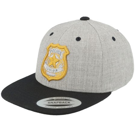 Kiddo Cap - Grå snapback Keps - Kids 3d Police Badge Junior Heather Grey/Black Snapback @ Hatstore