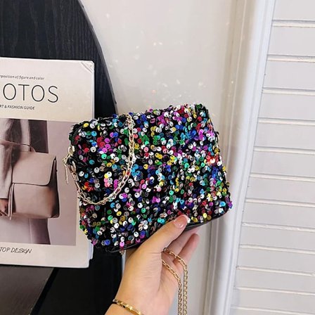 High Quality Women's Bags Autumn New Fashion Simplicity Chains Sequin Advanced Sense Shoulder Bag Solid Versatile Handbag