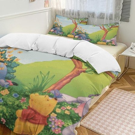 v378 Ole Brumm 3-delt sengesett for enkeltseng - Inkluderer 1 enkeldyne og 2 putetrekk - Falmebestandig mikrofiber - Ole Brumm io378