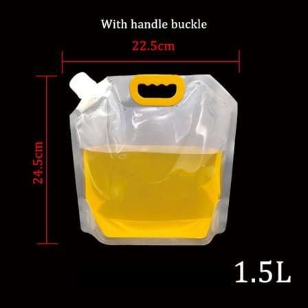 1,5/3/5L hopfällbar ölpåse Transparent Stand-Up Plast Juice Mjölkförpackningspåse Utomhuscamping Vandring Bärbara vattenpåsar