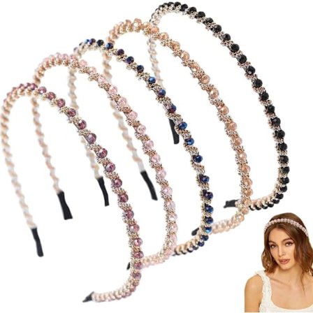 Chic kvinnors pannband, 5 delar kvinnors hårband, Rhinestone Wome