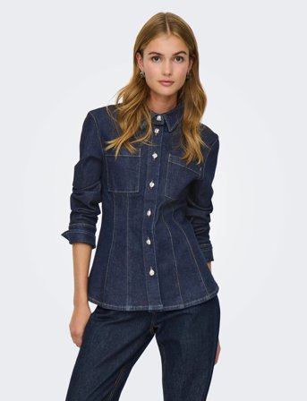 ONLY Onlrosie L/S Fitted Dnm Jacket Gua - Blue - M