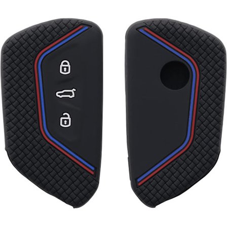 Sort-rød-blå-bilnøgleetui Kompatibel med VW Golf 8 3-knapper -