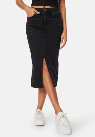 Happy Holly Denim Midi Slit Skirt Klær