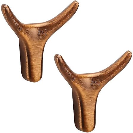 2 st dubbelkrok klädkrokar, vintage garderob, metall, rostskyddad badrumskrok med skruvar, brun