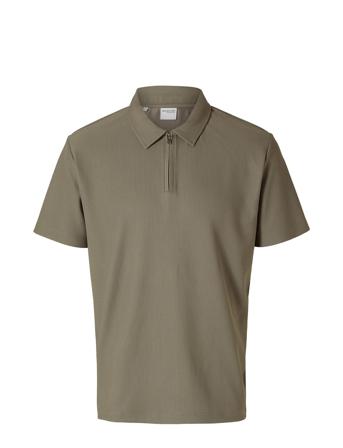 Slhrelax-Plisse Half Zip Ss Polo Ex Selected Homme Green