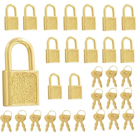 Kombinasjonslås koffertlåser med kombinasjonslås hengelås - Sett med 15 hengelåser - Vintage hengelåser, retro metalllåser og nøkler - Mini antikk di.