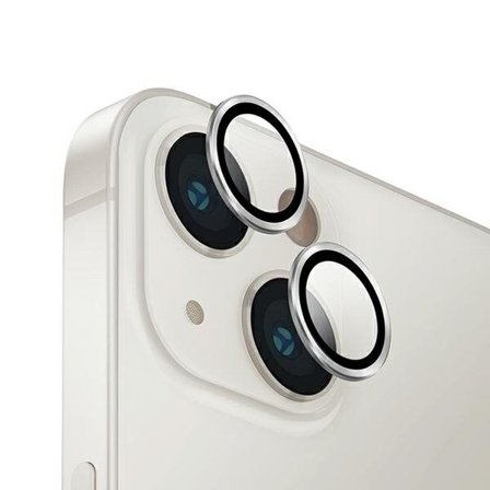 Uniq Optix Alumiininen objektiivisuojus iPhone 14/14 Plus - hopea, applikaattorilla