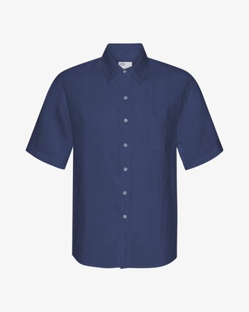 Linen SS Shirt - Petrol Blue - Male - M - Sustainable material - Ethical production