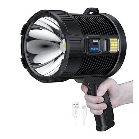 Genopladelig projektør, 100000 LED-projektører Store superlyse bærbare lommelygter Udendørs solprojektører,