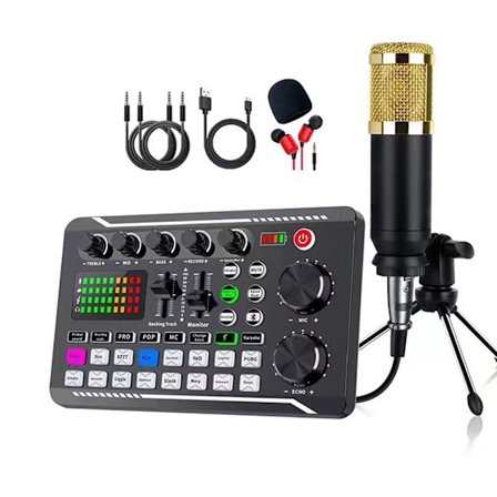 F998 Live Sound Card Audio Mixer Podcast, Stemmeveksler for mikrofon Karaoke