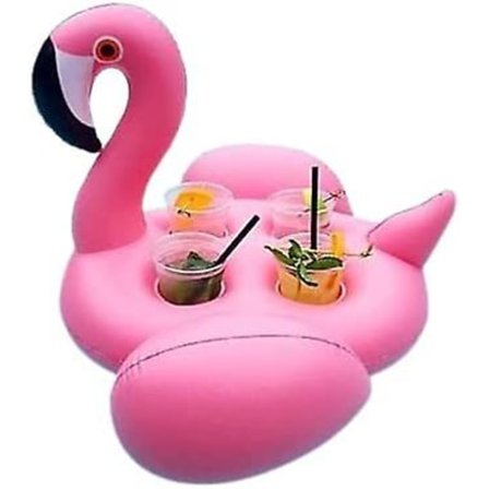 Oppblåsbar Flytende Drikkeholder, Flamingo Koppholdere med 4 Hull