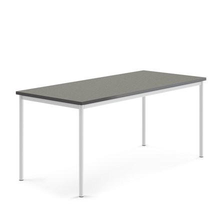 Tisch SONITUS, 1800x800x760 mm, Linoleum dunkelgrau, weiß