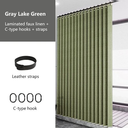 Uigennemsigtigt bruseforhæng i imiteret linned lamineret, stor flerfarvet ring, vandtæt, tykt og stærkt stof, egnet til badeværelse, 200X200cm