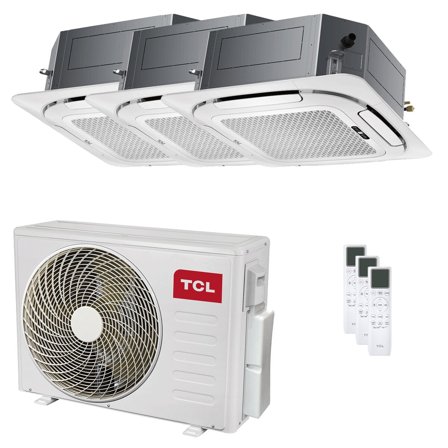 Condizionatore TCL Cassetta 4 vie Serie S trial split 12000+12000+12000 BTU inverter A++ wifi unità esterna 7.9 kW