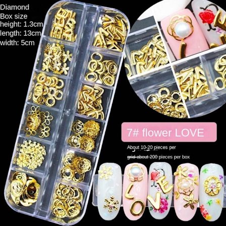 Nageldekorationer för Nail Art 12 Grid Large Box Nail Rivet Metallmaterial Paljetter 12# hollow silver Rivet