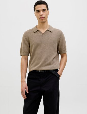 Jack & Jones Jprccwilder Knit Split Neck - Beige - L