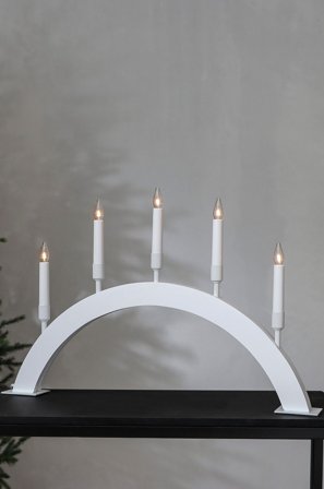 Star Trading - Sähkökynttelikkö Vind, korkeus 38 cm - Valkoinen - Sähkökyntteliköt - - Homeroom