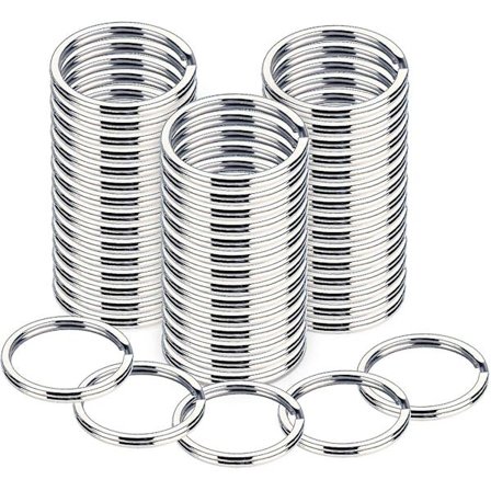 50 st Nyckelringar 25 mm Nyckelringsringar Förnicklade Metall Silver Nyckelringar