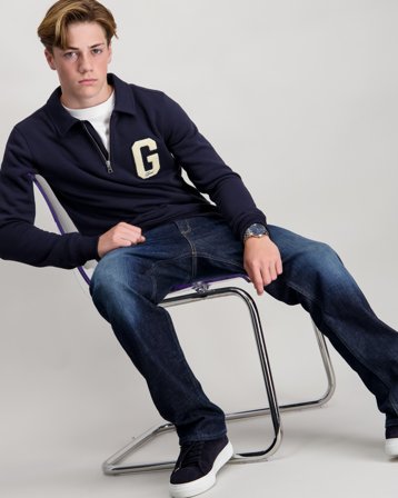 GANT G BADGE HALF ZIP Blå Genser Gutt - Kids Brand Store