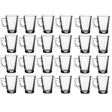 Set med 24 glas koppar - Transparenta | Innehåll 18,5 cl | Helt i glas