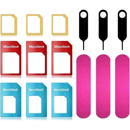 SIM-kortsadapterset 5 i 1 Nano Micro Standard SIM-kortskonverteringskit med SIM-korthållare och stift