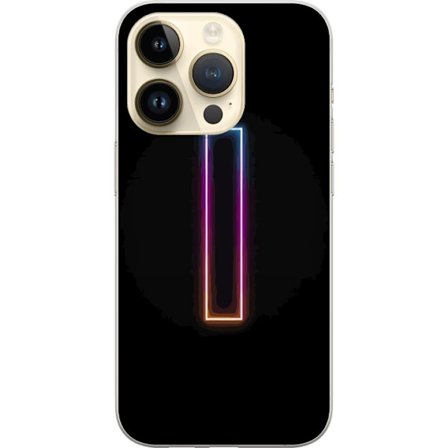 Kompatibel Mobilcover til Apple Apple iPhone 14 Pro Minimalistisk neonbogstav I i regnbuefarver mod mørk baggrund