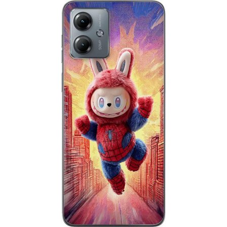 Kompatibel Mobilcover til Motorola Moto G14 Sovende hvalp med briller på en bog hyggeligt varmt motiv med studiefølelse charmerende dyremotiv med b