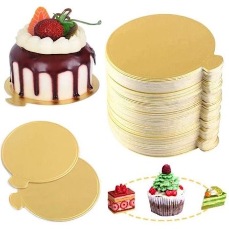 100 st Mousse Tårtbricka, Papper Tårtskärning Dessertbricka, Mousse Tårtbrickor, Engångs Gyllene Tårtbricka (9x9cm)