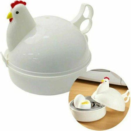 Kycklingformad äggkokare för mikrovågsugn, köksredskap för 4 ägg