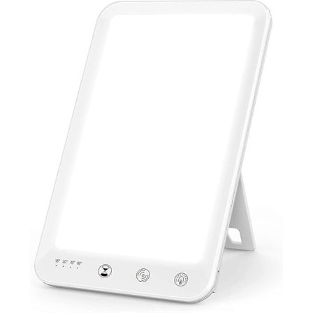 Happy Light Full Spectrum, UV-fri Full 10000 Lux Sollys Lampe, Justerbar Lysstyrke & Farger, 4 Timers, Minnefunksjon, Roterbart Feste, 