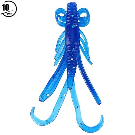 Myke fiskeagn av mjuk plast, blå kunstige rekeagn (10 stk.), 6,2 cm