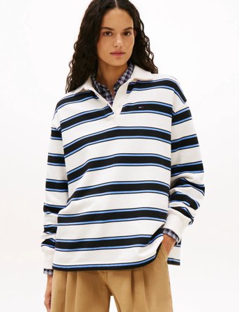 Tommy Jeans Tjw Rlx S-Flag Stripe Rugby Ext - White - XL