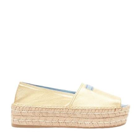 Prada Vintage Pre-owned Leather espadrilles Gul, Dame Vintage Sko, Størrelse: 38 EU
